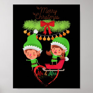 Póster Sra. Boda Xmas Groom Brides Casada Elfen Bri