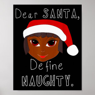 Póster Sra. Claus negra Santa Define Traviesa Familia Neg