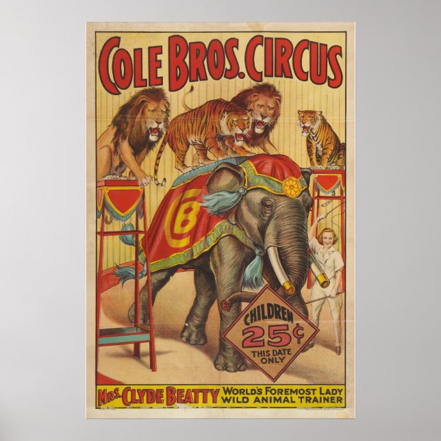 Póster Sra. Clyde Beatty Lady Wild Animal Trainer Poster (Frente)