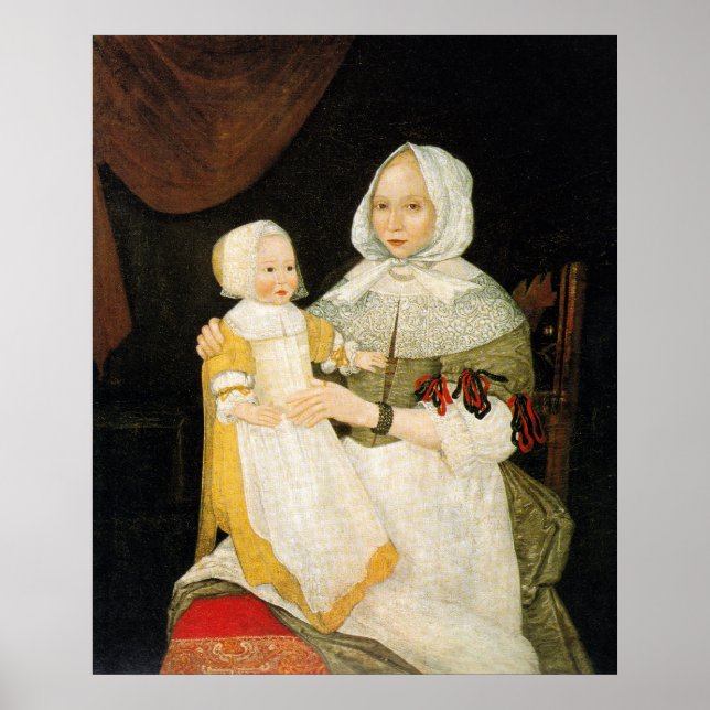 Póster Sra. Elizabeth Freake y Baby Mary, aproximadamente (Frente)
