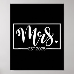 Póster Sra. Est. 2025 Recién Casados Esposa Boda Sr &amp;