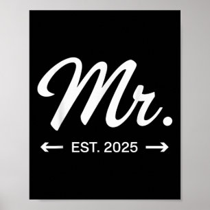 Póster Sra. Est. 2025 Recién Casados Fiesta de Boda Sr &a