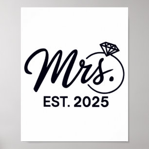 Póster Sra. Est. 2025 Sólo Parejas Bodas Casadas Sr. Y