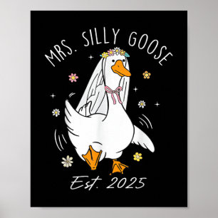 Póster Sra. Silly Goose Pareja Matching Boda Funny Bri