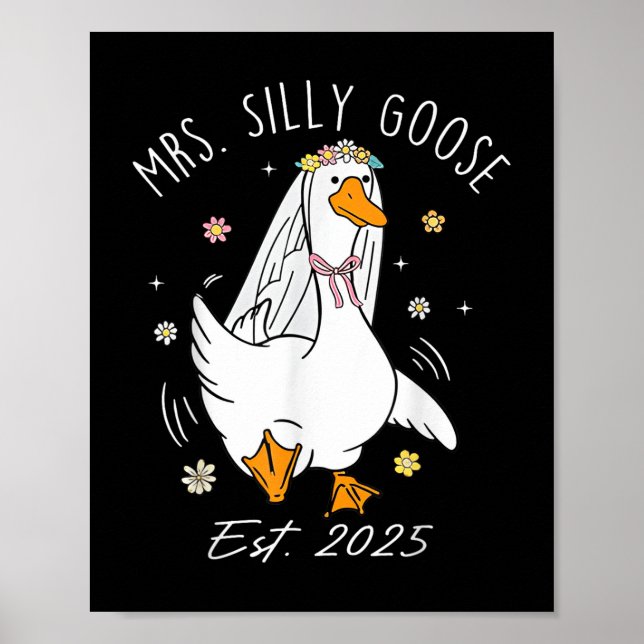 Póster Sra. Silly Goose Pareja Matching Boda Funny Bri (Frente)