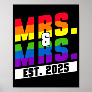 Póster Sra. Y Sra. Est. 2025 - Boda del orgullo gay