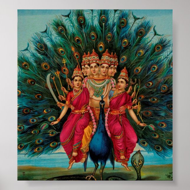 Póster Sri Shanmukaha Subramania Swami por Raja Ravi Varm (Frente)