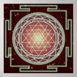Póster Sri Yantra Amber Glow