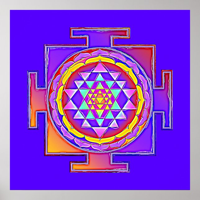 Póster Sri Yantra - Diseño de símbolo del hinduismo 1 (Frente)