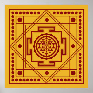Póster Sri Yantra espiritual
