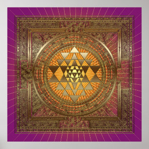 Póster Sri Yantra Purple Sun - Poster