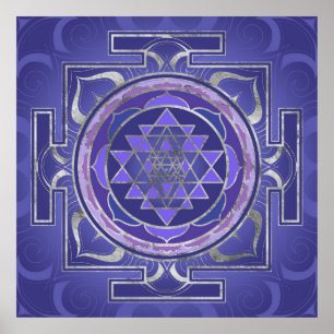 Póster Sri Yantra/púrpura y plata de Sri Chakra