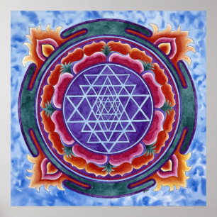 Póster Sri Yantra round motif