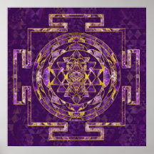 Sri Yantra / Sri Chakra Amethyst y oro