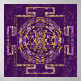 Póster Sri Yantra / Sri Chakra Amethyst y oro