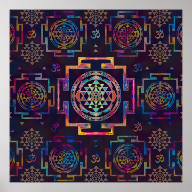 Póster Sri Yantra / Sri Chakra en color (Frente)