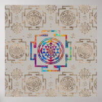 Sri Yantra / Sri Chakra en color sobre lienzo