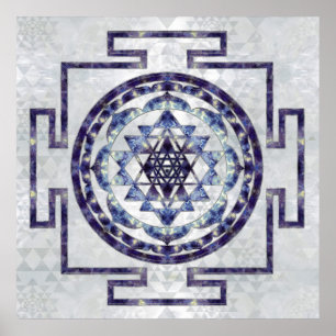 Póster Sri Yantra / Sri Chakra Gemstone y perla