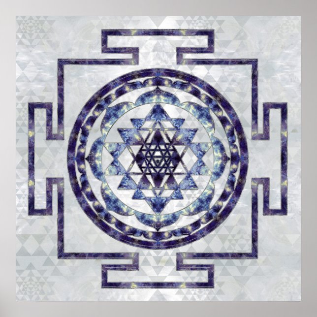 Póster Sri Yantra / Sri Chakra Gemstone y perla (Frente)