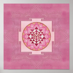 Póster Sri Yantra  / Sri Chakra in lotus