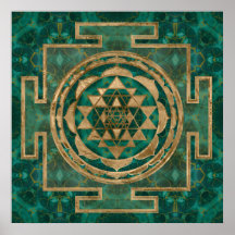 Sri Yantra/Sri Chakra Malaquita y oro