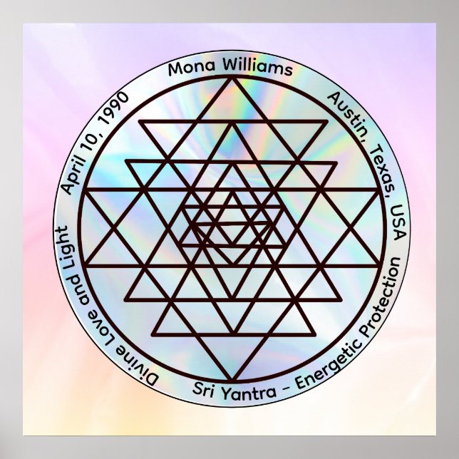 Póster Sri Yantra – Talismán de Protección Personalizable (Frente)