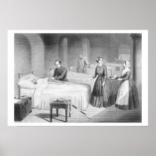 Póster Srta. Nightingale en el hospital en Scutari, engra
