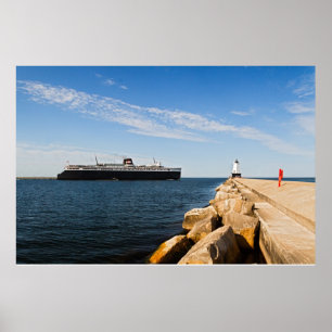 Póster SS Badger Car Ferry & Ludington, Faro MI