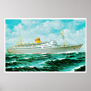 Póster ss Bergenfjord en el mar