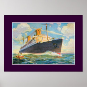 Póster SS Bremen at Sea