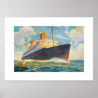 Póster SS Bremen en el mar