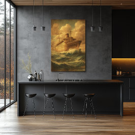 Póster SS Genova Ocean Liner – Mid-Century Retro Vintage 