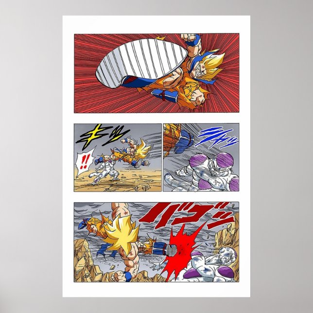 Póster SSJ Goku patea Frieza (Frente)