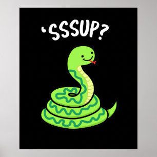 Póster Sssup Funny Hissing Snake Pun Dark BG