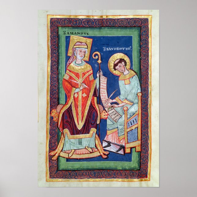 Póster St. Amand regresando un pergamino a St. Baudemond (Frente)