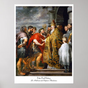 Póster St. Ambrose y el emperador Theodosius Paul Rubens