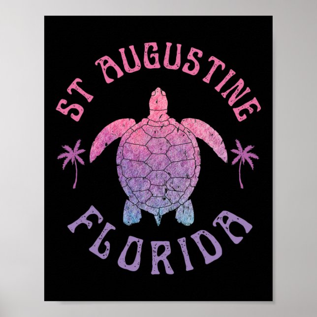 Póster St Augustine Beach Florida Sea Turtle Summer Vacat (Frente)