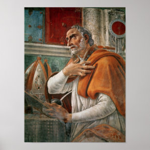 Póster St Augustine en su célula, c.1480