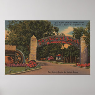 Póster St Augustine, FL - fuente de la entrada de la