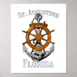 Póster St. Augustine Florida Vacation Nautical Anchor Hel