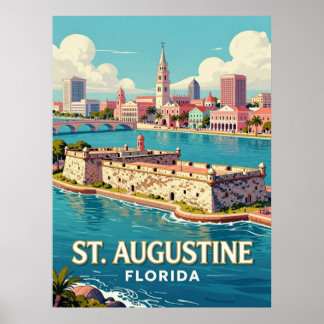 Póster St. Augustine Florida Viaje Ciudad Histórica 🏰