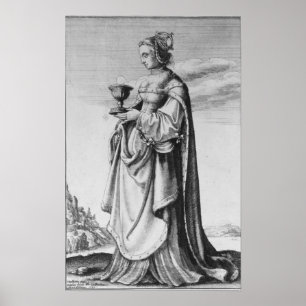 Póster St. Barbara, etched by Wenceslaus Hollar, 1647