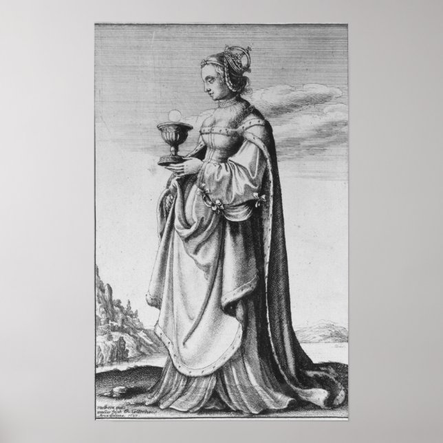 Póster St. Barbara, etched by Wenceslaus Hollar, 1647 (Frente)