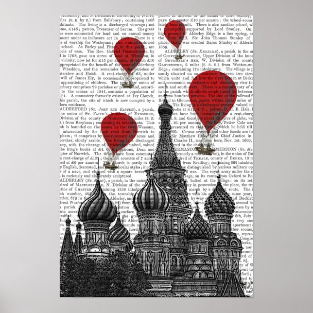 Póster St Basil's Cathedral and Red Hot Air Balloons (Frente)