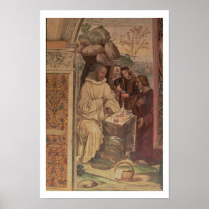 Póster St. Benedicto contra un paisaje, a partir de la