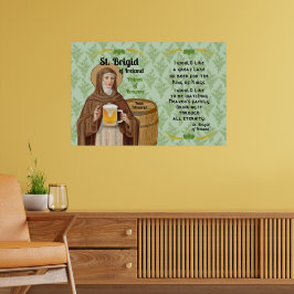 Póster St. Brigid of Ireland and Her Barrel of Beer