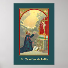 Póster St. Camillus rezando ante un crucifijo (M 020)