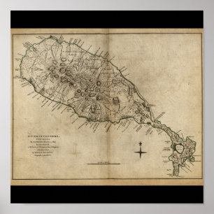 Póster St. Christopher (St. Kitts), Caribbean Map