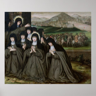 Póster St. Claire with her Sister, Agnes and Nuns