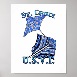Póster St Croix U V.I. Vacation Tribal Stingray Ocean